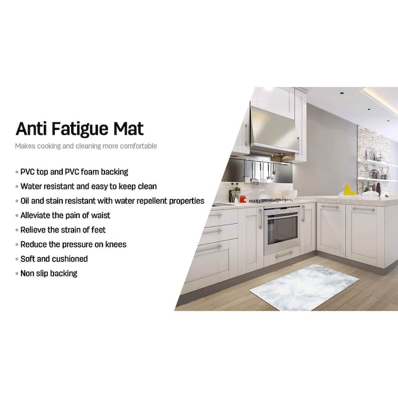 World Rug Gallery Kitchen Marble Pattern Anti Fatigue Standing Mat