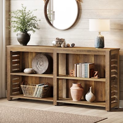 63-inch Farmhouse Console Sofa Table with Storage for Living Room
