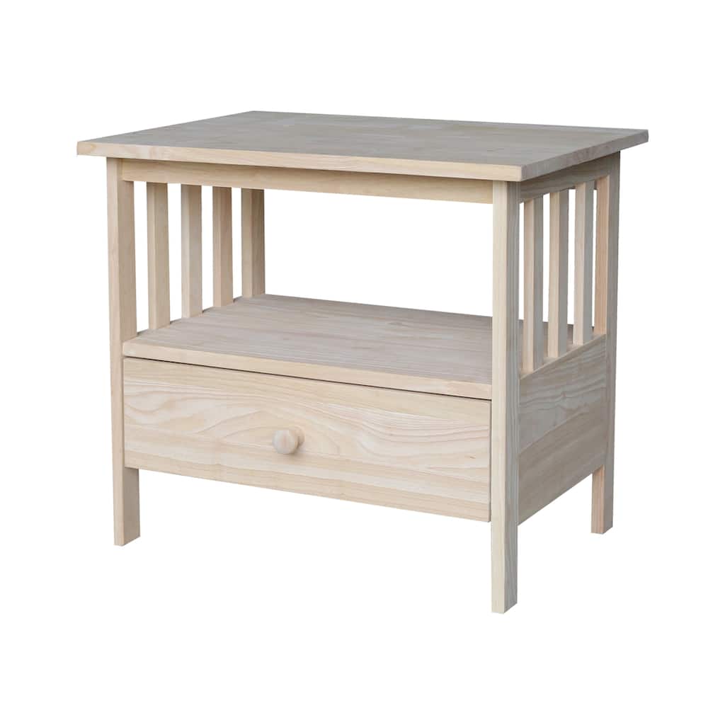 Unfinished Solid Parawood Mission TV Stand - 27.25"W x 17.25"D x 23.6"H