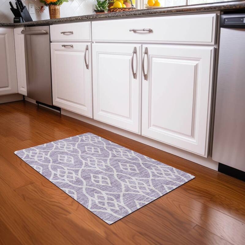 Premium Washable Super Soft Transitional Scroll Mayfield Rug - Lavender - 1'8" x 2'6"