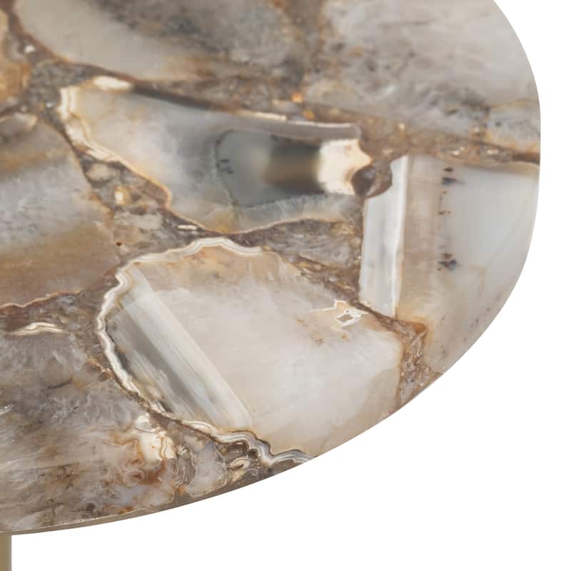 Sagebrook Home Modern 24" Accent Table with Agate Stone Top and Gold Metal Base - 10" x 10" x 24"