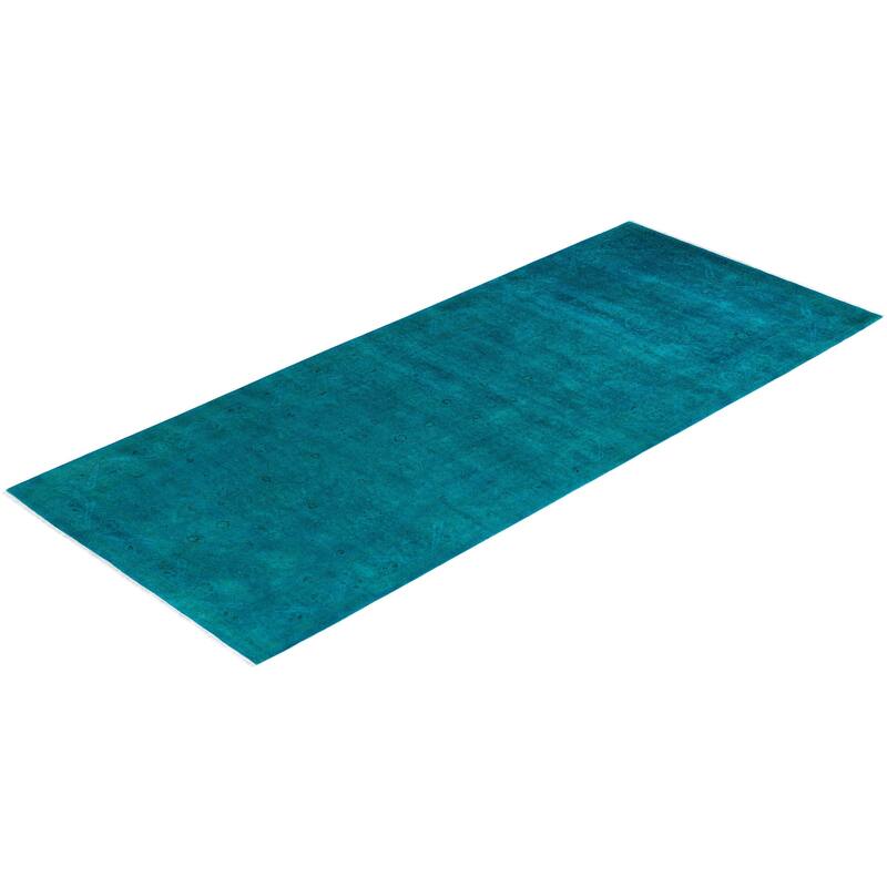 Contemporary Overdyed Wool Hand Knotted Area Rug - 5' 2" x 12' 7"