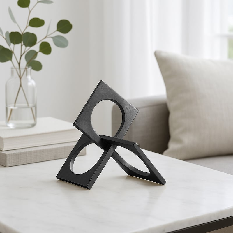Modern Geometric Metal Abstract Interlocking Square Sculpture