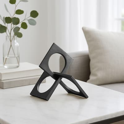 Modern Geometric Metal Abstract Interlocking Square Sculpture
