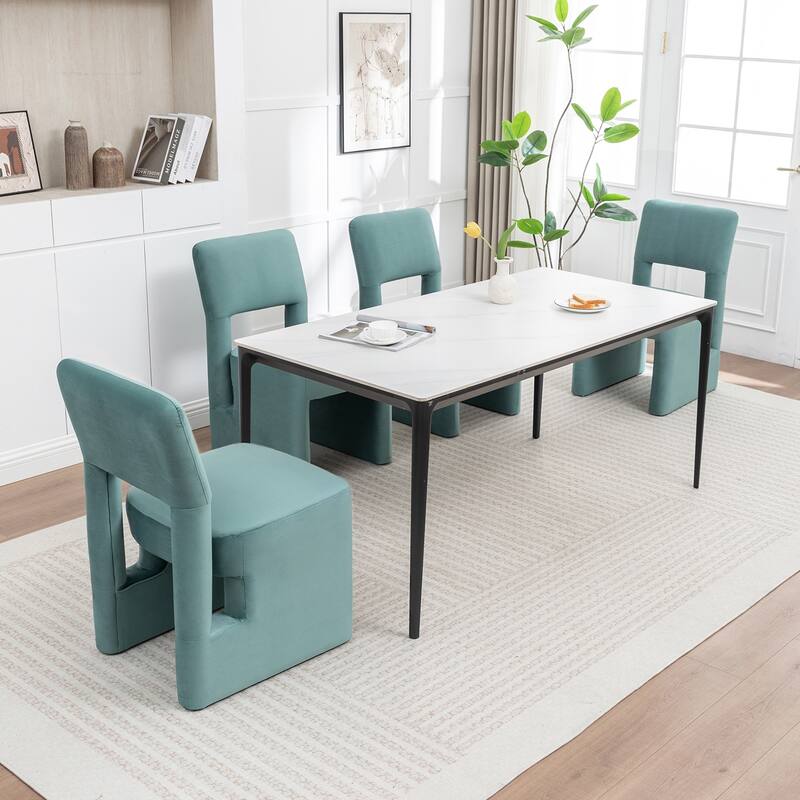 SEYNAR Modern Velvet Upholstered Armless Dining Chair Set of 4