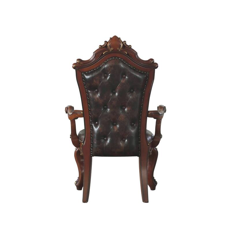 Black and Honey Oak Tufted Arm Chair (Set of 2)
