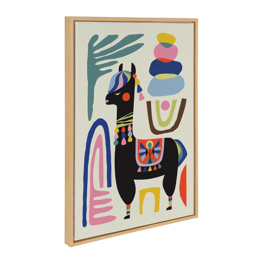 Kate and Laurel Sylvie Llama Mesatawe Framed Canvas by Rachel Lee