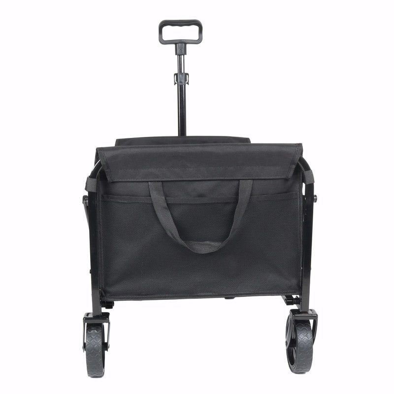 Collapsible Utility Wagon with Wheels, Lightweight Folding Cart with Cup Holders