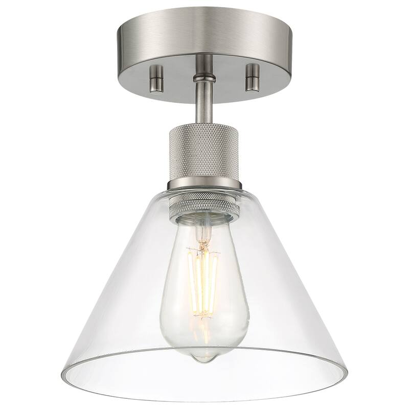 Access Lighting Port Nine Martini LED Semi-Flush - Replaceable LED - Brushed Steel/Clear Glass