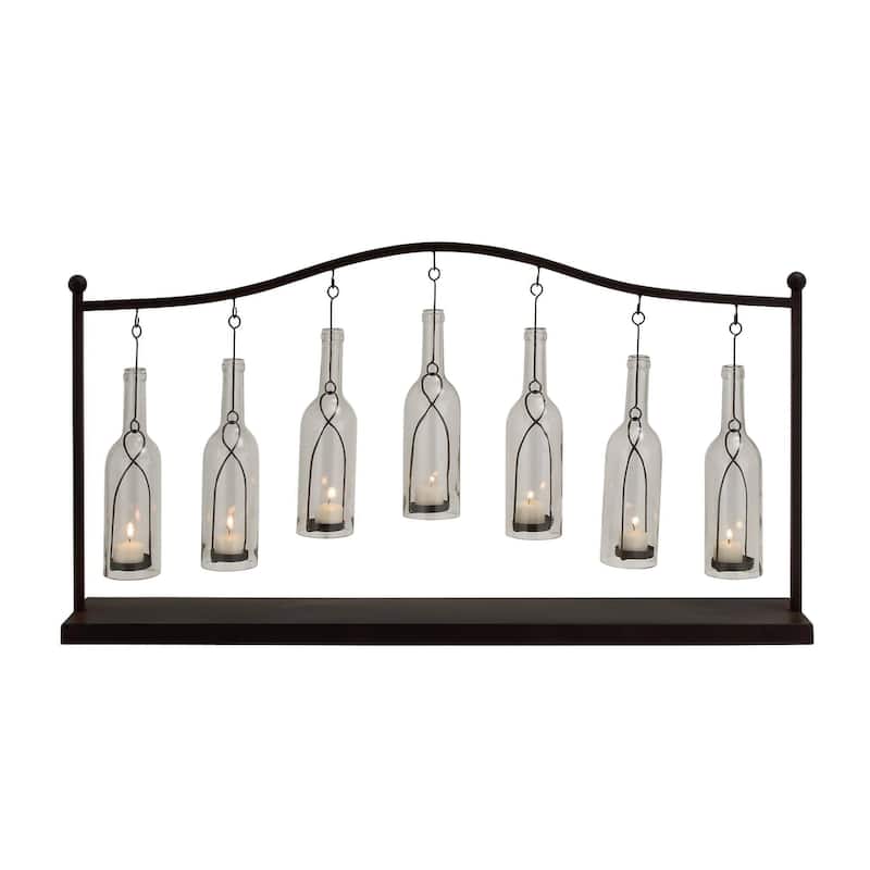 Metal Hanging Bottle Decorative Indoor Outdoor Candle Lantern - Black - Roche River Decor - Black