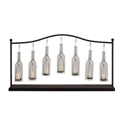 Metal Hanging Bottle Decorative Indoor Outdoor Candle Lantern - Black - Roche River Decor