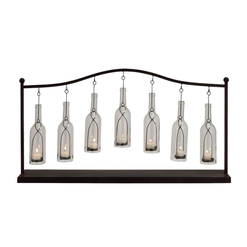 Metal Hanging Bottle Decorative Indoor Outdoor Candle Lantern - Black - Roche River Decor