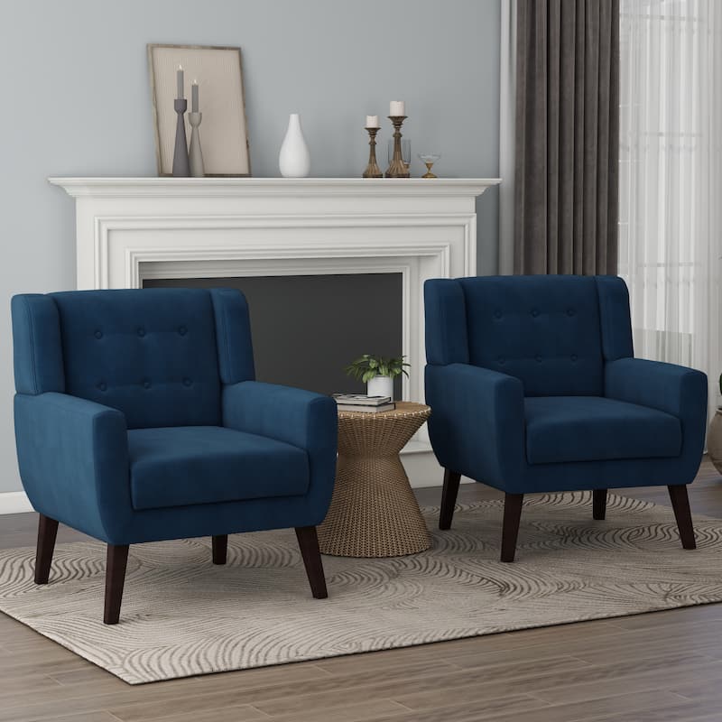 Velvet Upholstered Armchair Tufted Accent Chairs Set of 2