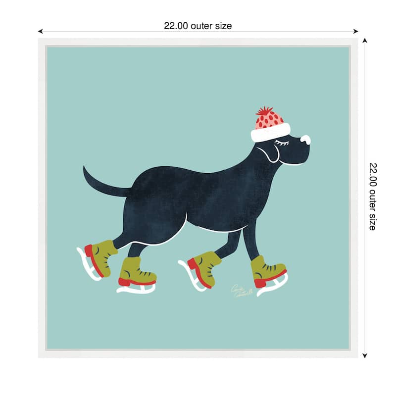 Kate and Laurel Framed Canvas Cute Christmas Black Labrador Retriever by Carrie Cantwell