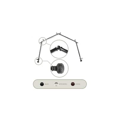 Adjustable Curtain Rods & Hardware Set, 20-72 Inch Length, 13/16" Diameter, Black Finial Curtain Rod - M