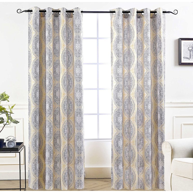 DriftAway Adrianne Pastel Damask Room Darkening Curtain Panel Pair