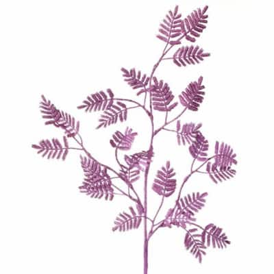 Lavender Glitter Lacy Fern Leaf Spray Faux Plants And Trees