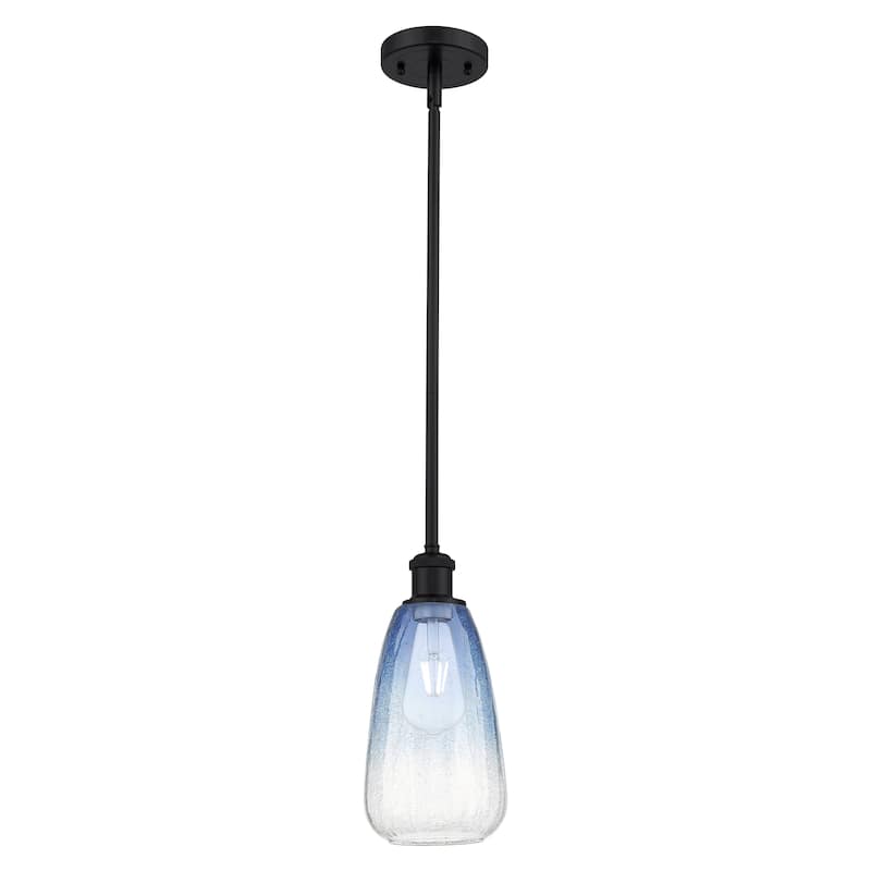 Innovations Lighting Endless Possibilities Ballston - Brookhaven Almond - 1 Light 6" Stem Hung Mini Pendant - Matte Black/Sapphire Blue