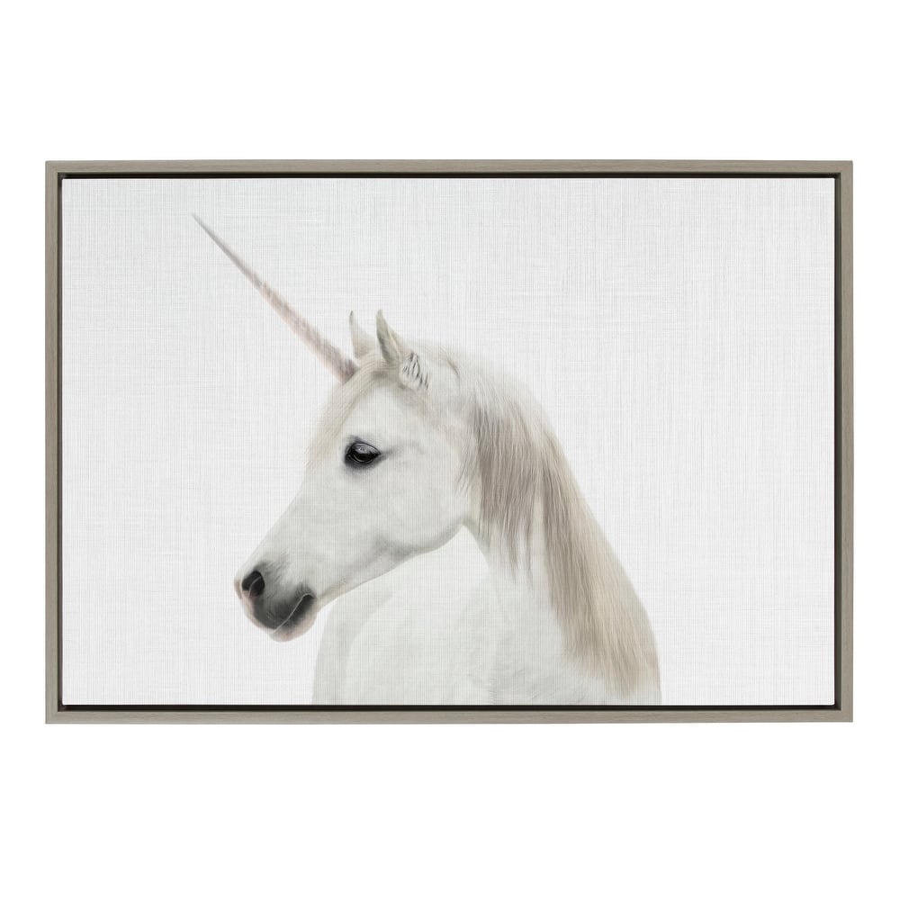 Kate and Laurel Sylvie Unicorn Framed Canvas by Simon Te Tai