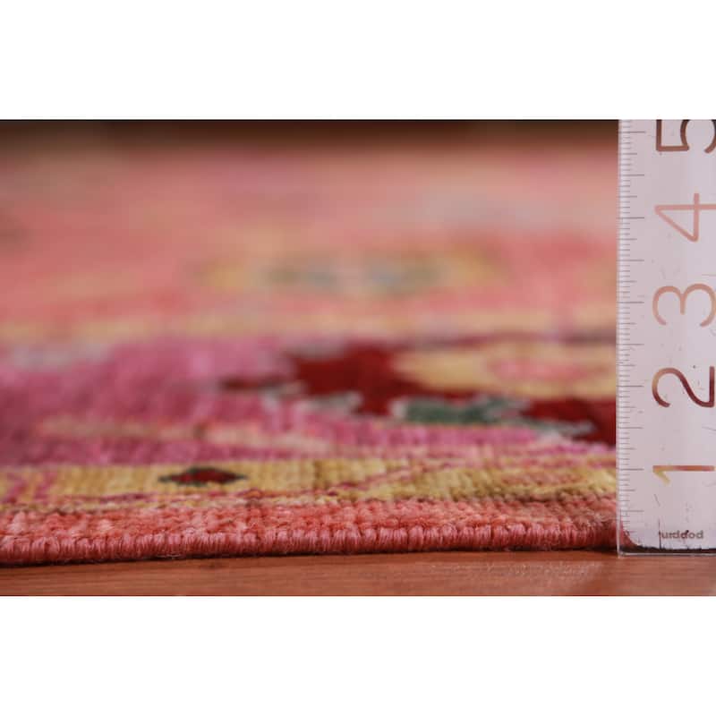 Hand Knotted Oriental 100% Wool Carpet Transitional All-Over Coral Oushak Area Rug - 9' 8'' X 8' 2''