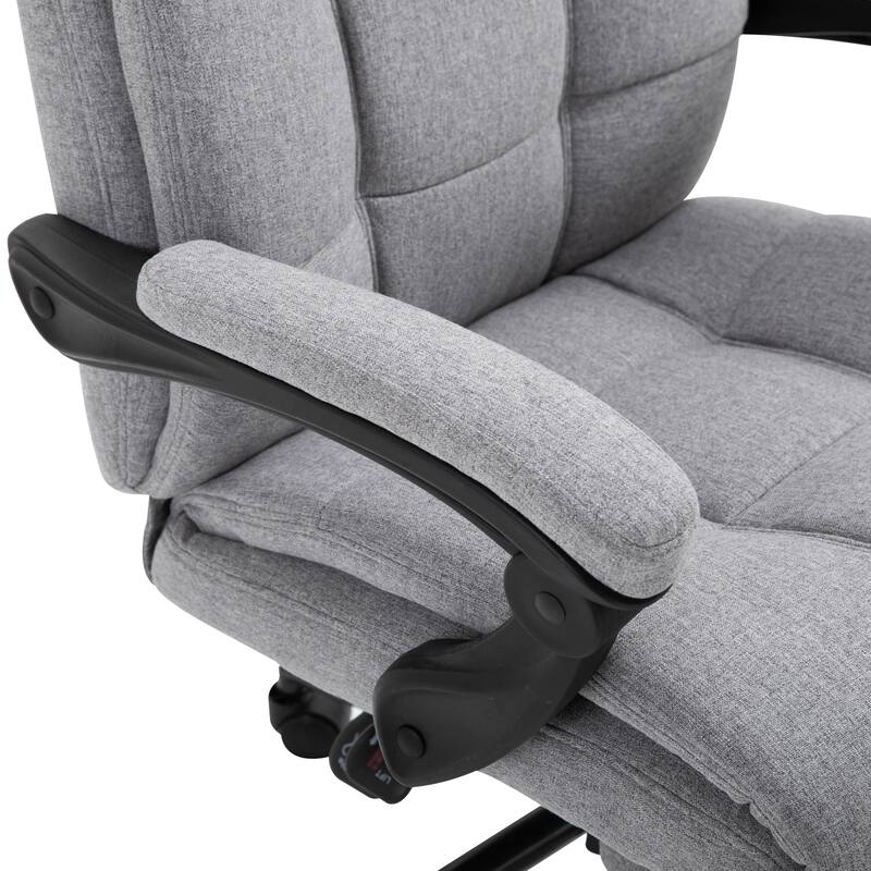 Vinsetto Executive Linen Fabric Home Office Chair with Retractable Footrest, Headrest, and Lumbar Support