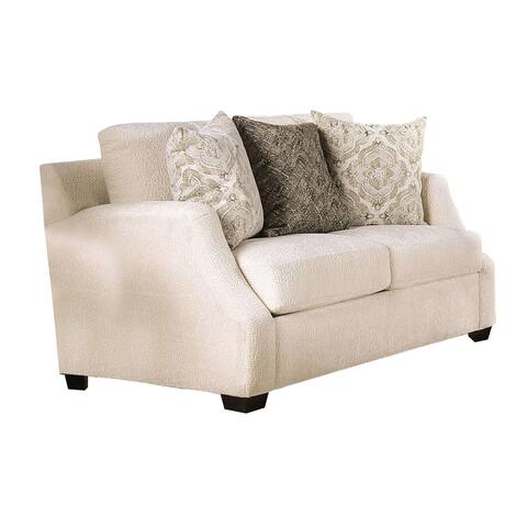 Loveseat with Textured Fabric Upholstery and Track Arms, Beige