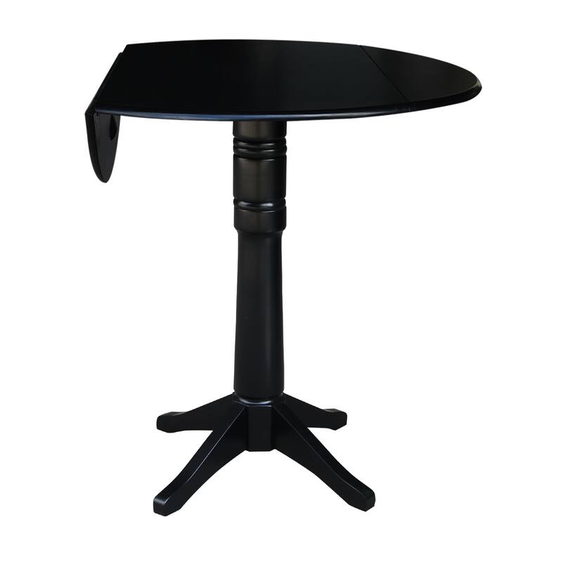 Round Dual Drop Leaf 42" Pedestal Table - Black
