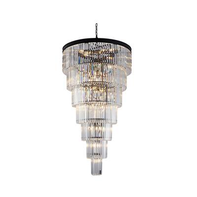 36" Black Metal Chandelier With Clear Crystals