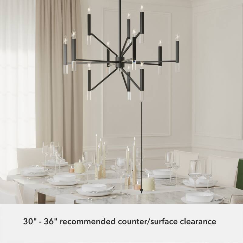 Hunter Sunjai 12-Light 3-Tier Candle Chandelier - Contemporary, Glam, Geometric