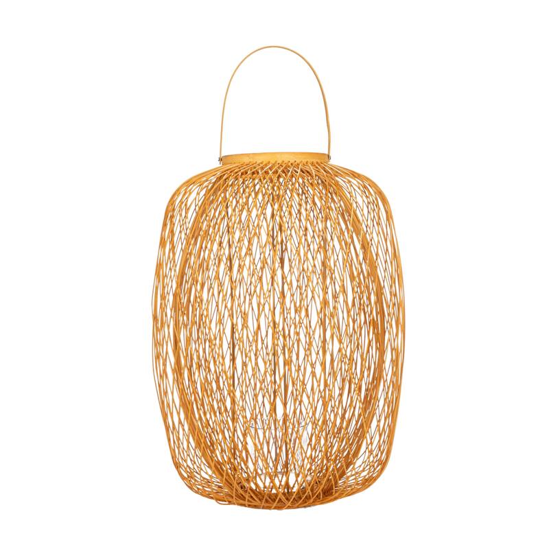 Hand-Woven Decorative Bamboo Lantern Candle Holder - 13.8"L x 13.8"W x 19.7"H