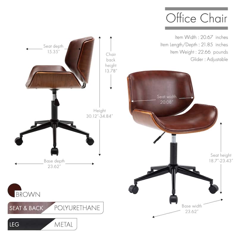 Porthos Home Niam Faux Leather Mid-Century Office Chair