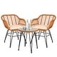 preview thumbnail 40 of 45, 3 Piece Outdoor Wicker Furniture Patio Bistro Set With Cushions for Porch Poolside Garden - 21.2"L x 23.6"W x 31.5"H