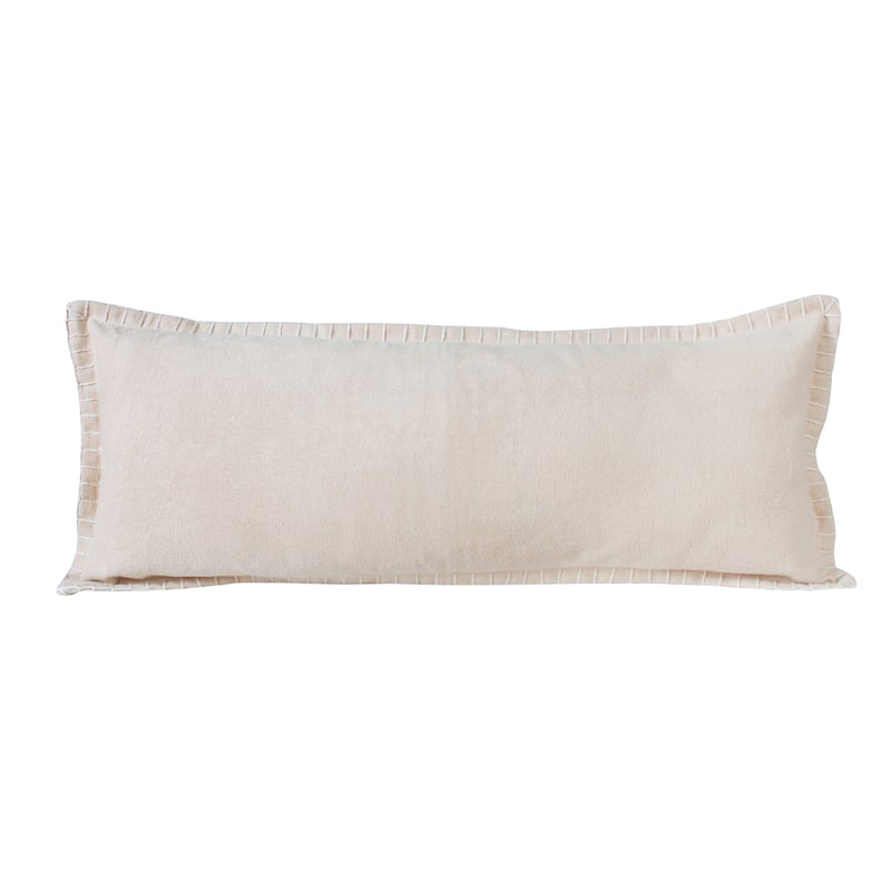 Sevita Guapo Casual Solid Stitched Edge Cotton Throw Pillow - 14" x 36" - Polyester - Frappe - Single