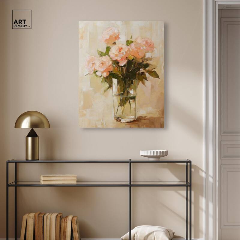 Soft Pink Blooms Canvas by Art Remedy, Gallery Wrapped