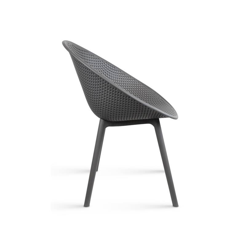 Modern Plastic Dining Chair Plastic Legs with Breathable Perforated Egg Shaped Seat for Indoor/Outdoor Use