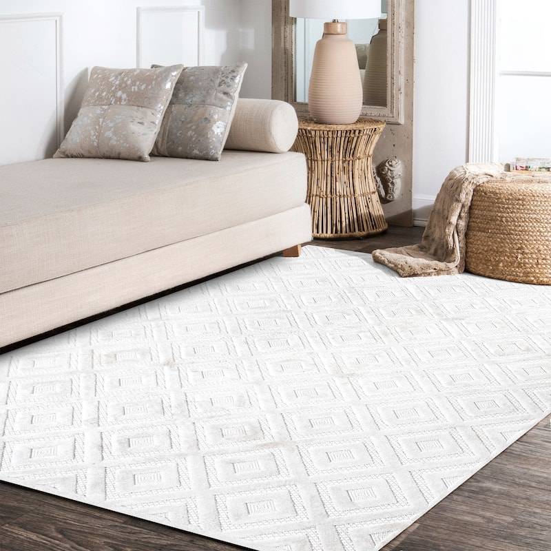JONATHAN Y Ankara Neutral Diamond Trellis Indoor/Outdoor Area Rug
