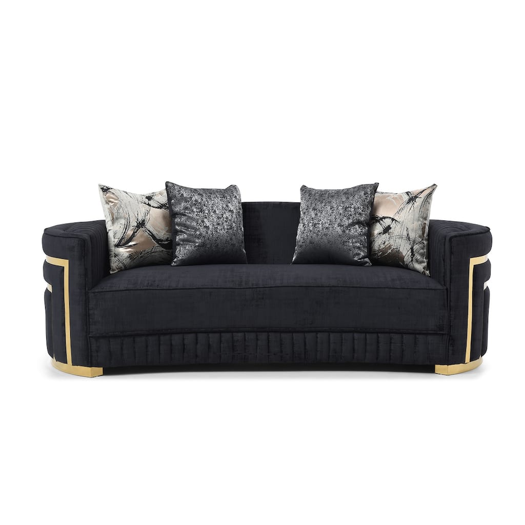 Soledad 91 in. Pillow Top Arm Polyester Straight Sofa in Black