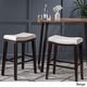 preview thumbnail 11 of 18, Kimi Contemporary Upholstered Saddle Barstool with Nailhead Trim (Set of 2) by Christopher Knight Home