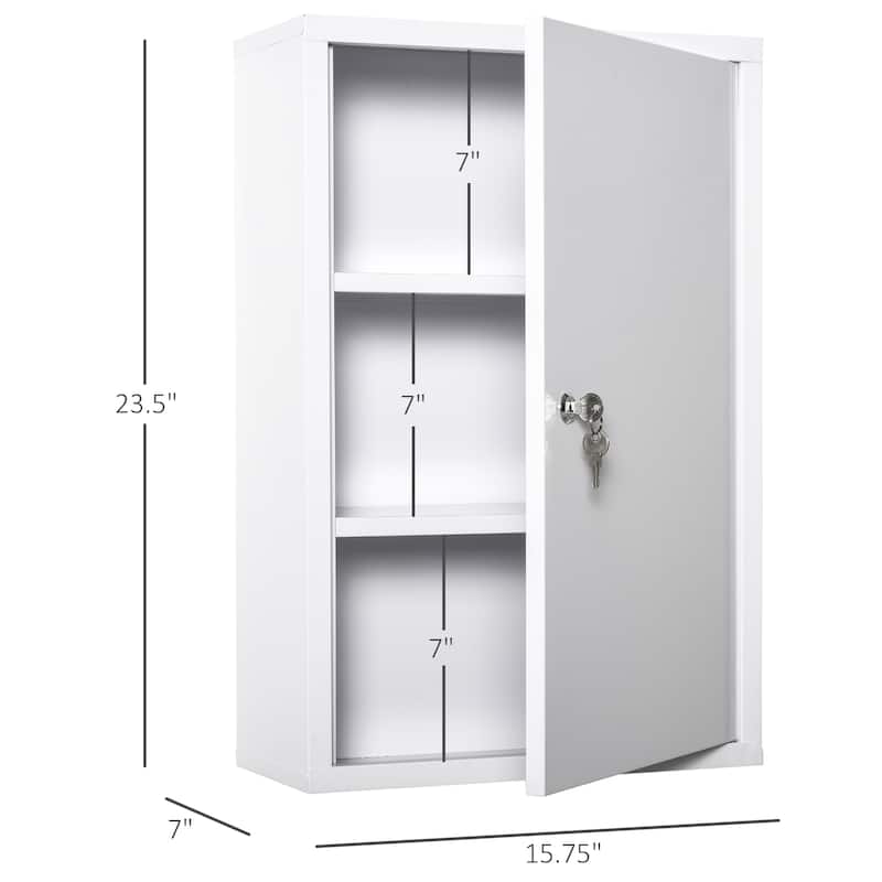 kleankin Steel Wall Mount Medicine Cabinet 3 Tier Emergency Box for Bathroom Kitchen