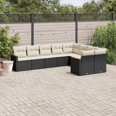 vidaXL Patio Sofa Set with Cushions Outdoor Conversation Furniture Poly Rattan