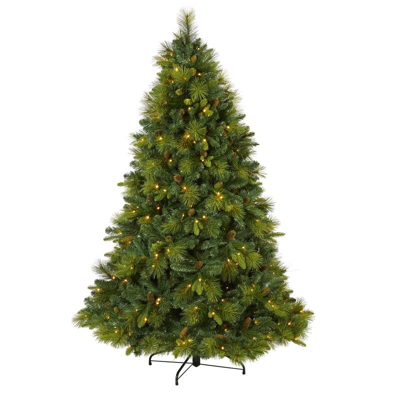 6.5ft Slim Christmas Tree with Lights - Artificial Pine Tree, Holiday Decor, Warm White LED Lights - Green - 72