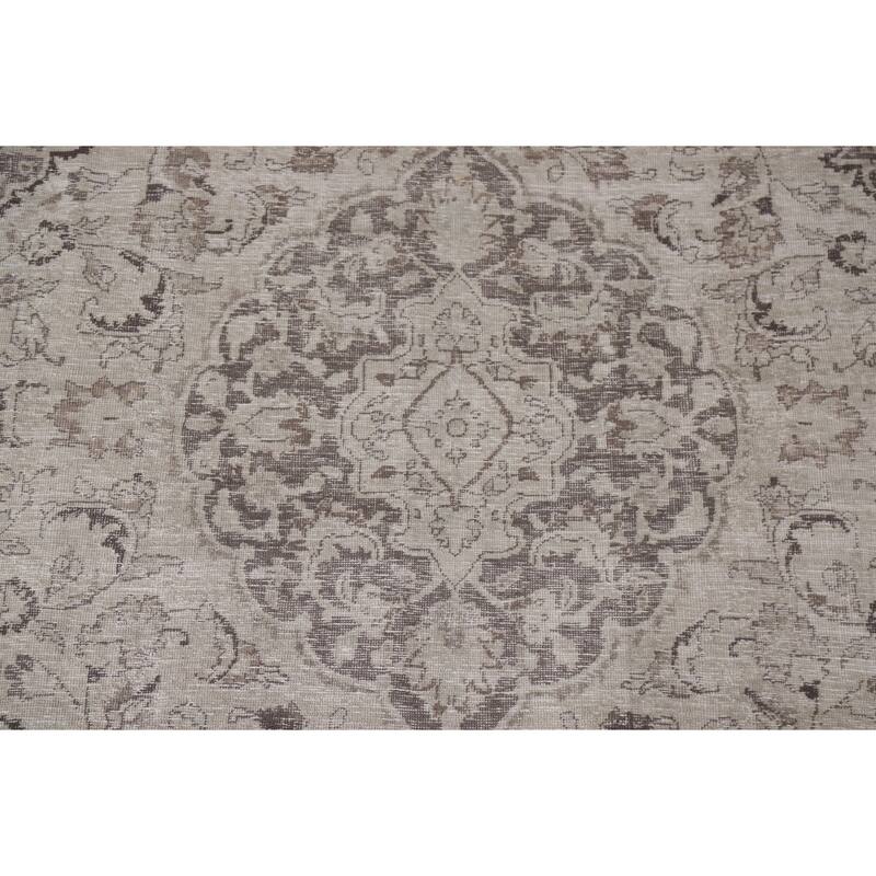 Hand Knotted Oriental 100% Wool Carpet Traditional Floral Beige & Ivories Tabriz Area Rug - 10' 9'' X 7' 8''