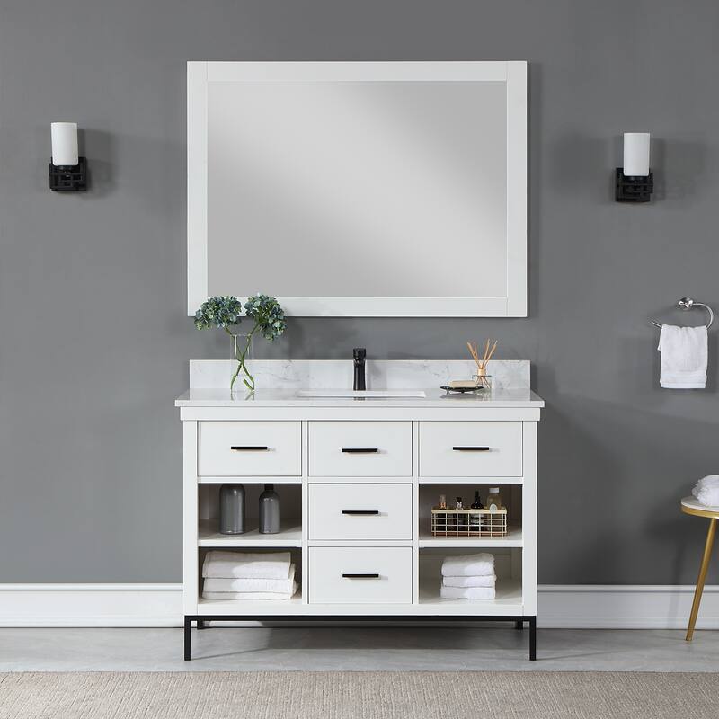 Altair Kesia Bathroom Vanity with Composite Stone Countertop with Mirror