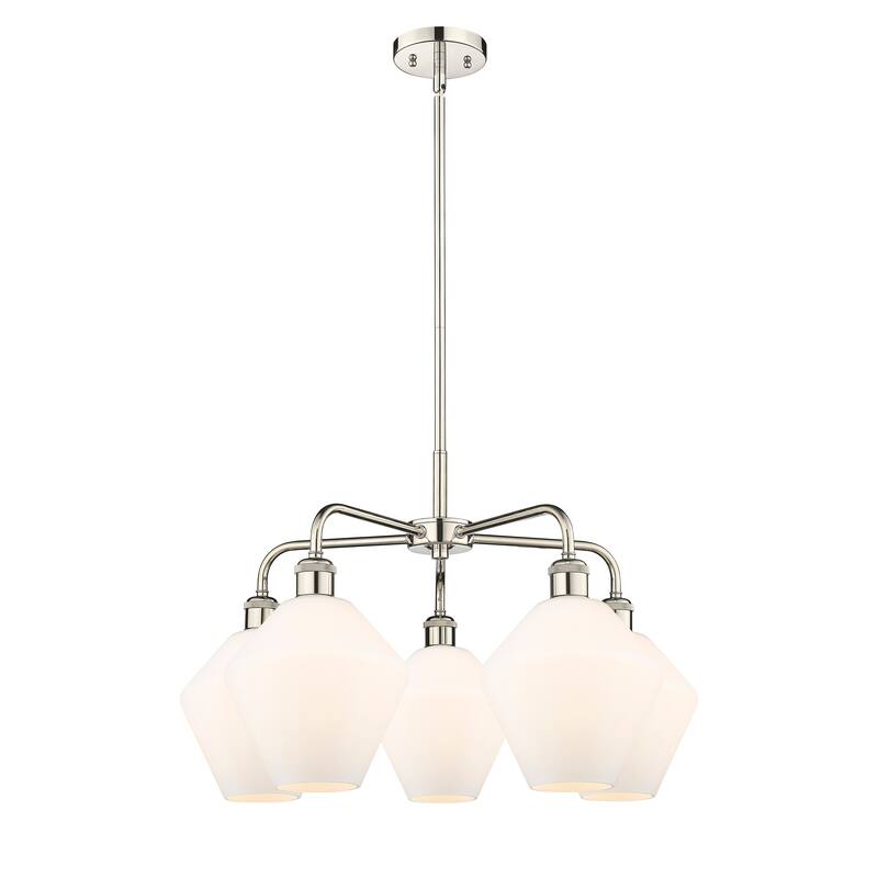 Innovations Lighting Cindyrella - 5 Light 8" Stem Hung Chandelier - Cased Matte White/Polished Nickel