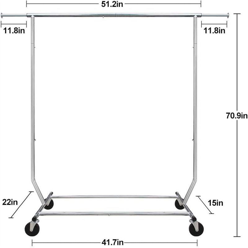 Garment Rack Cloth Adjustable Rolling - 21.7"D x 22"W x 70.9"H