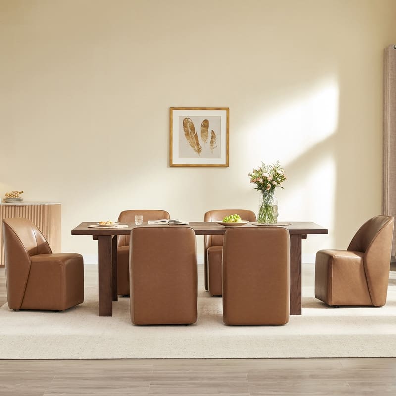 Spruce & Spring Modern Upholstered Dining Chair with Hidden Casters