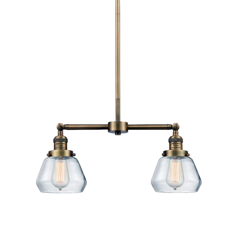 Innovations Lighting Fulton 2 Light 21" Wide Linear Chandelier - Brushed Brass / Clear