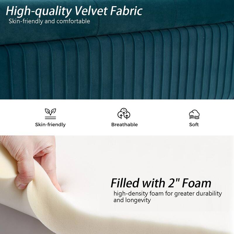 Velvet Storage Bench for Bedroom,End of Bed Bench for King Size Bed, Modern Upholstered Long Ottoman Bench for Entryway