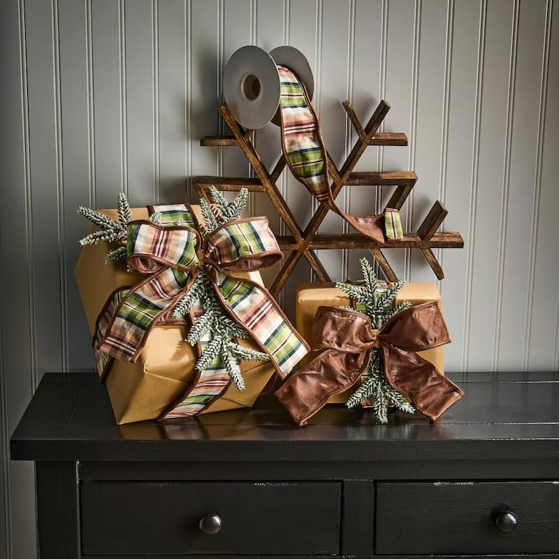 2.5"X5Y Faux Leather Backed Plaid Ribbon