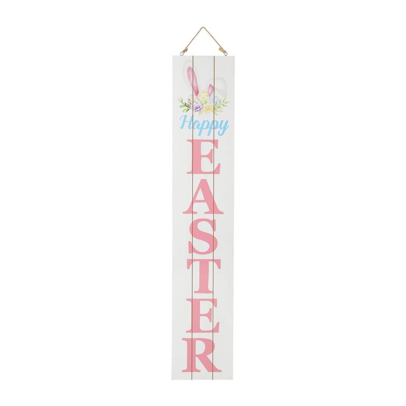 Glitzhome 42"H Wooden "HAPPY EASTER" Standing Hanging Porch Sign for Front Door